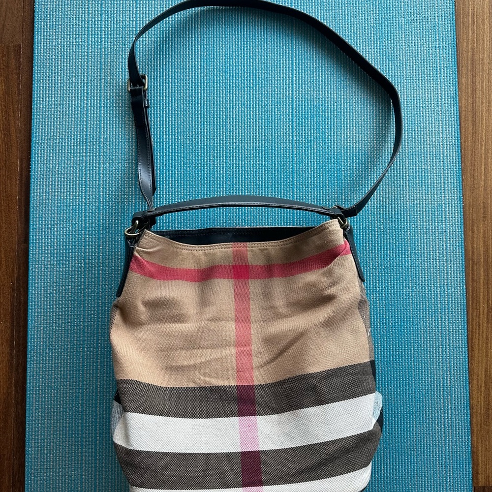 Burberry canvas tote with detachable pouch